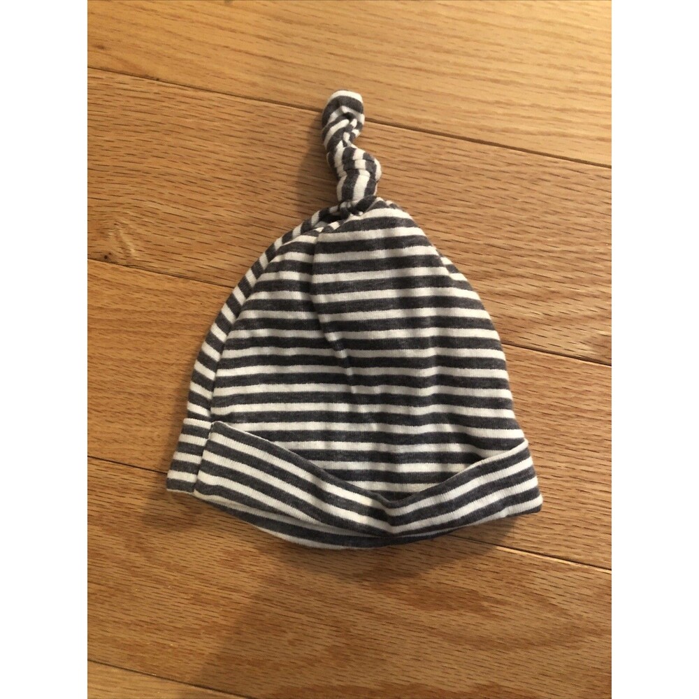 Newborn Beanie Hat Size Newborn Striped Gray & White